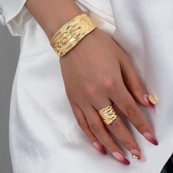 Classical Solid Color Classic Style Irregular 14K Gold Plated Alloy Set - Picture 1 of 4
